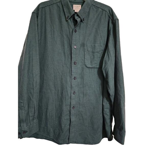 LL Bean Mens XL Traditional Fit Flannel Shirt Button Down Plaid Shirt Green Blue - Picture 1 of 3